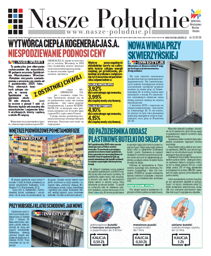 Pierwsza strona gazety Nasze Południe